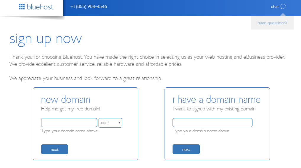 choosing a domain with bluehost