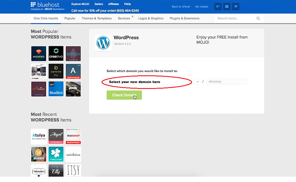 installing wordpress with bluehost web hosting