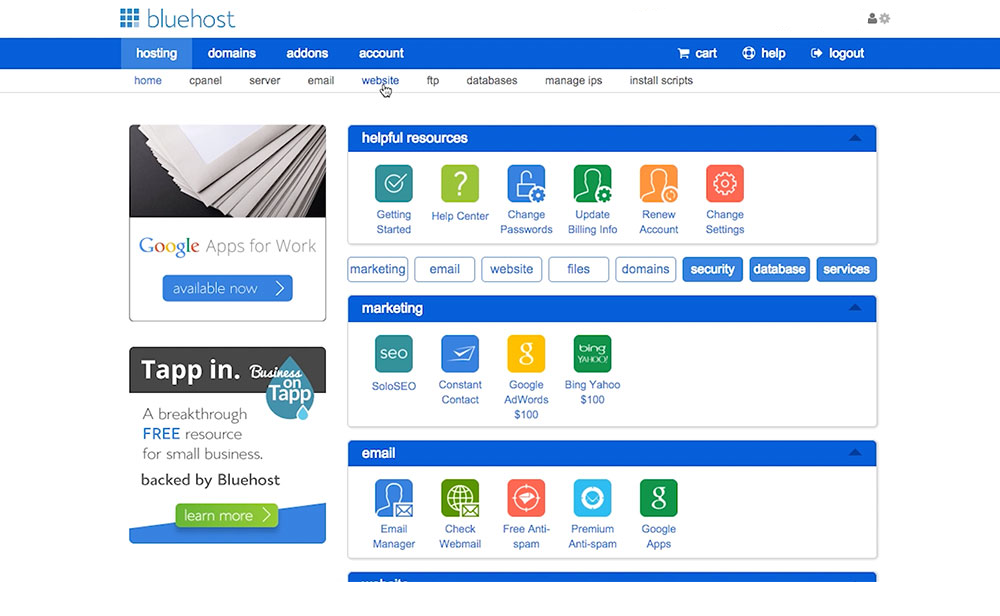 installing wordpress with bluehost web hosting