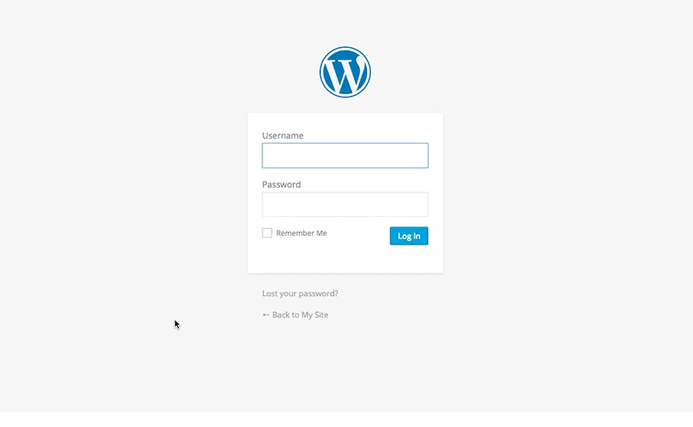 logging in to WordPress