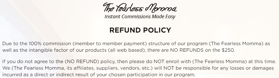 the fearless momma refund policy
