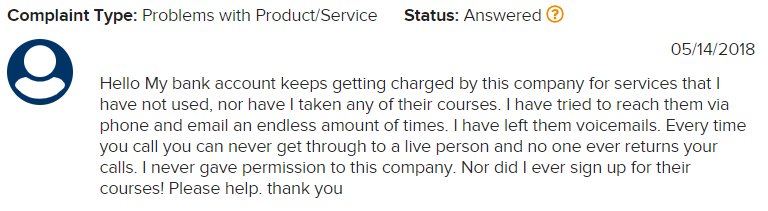 billing problems complaint