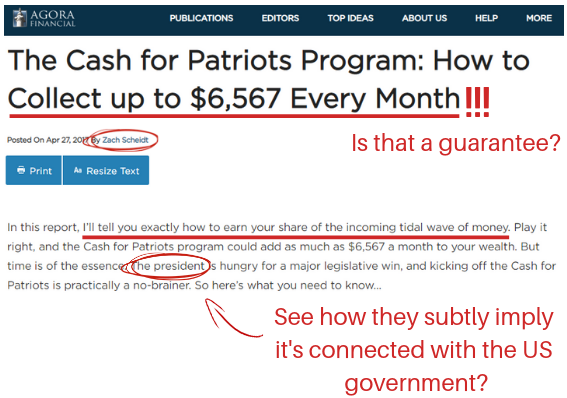 What Is The Cash For Patriots Program