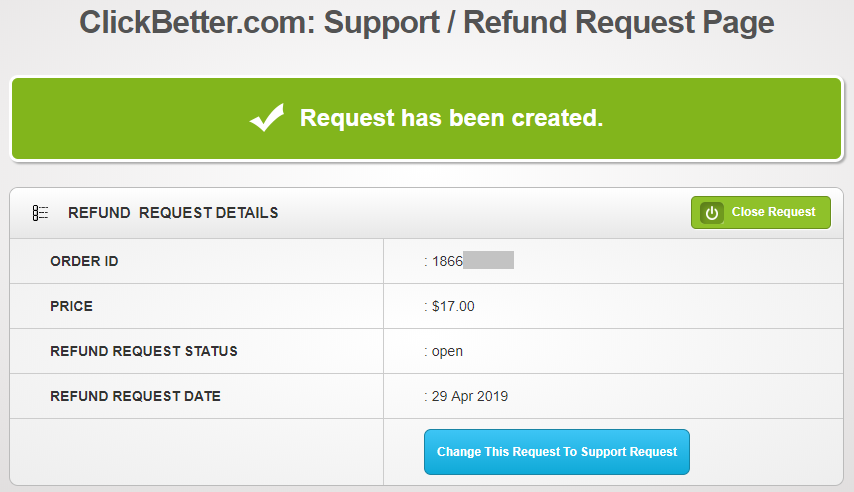 clickbetter refund page