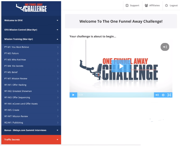 one funnel away challenge members area