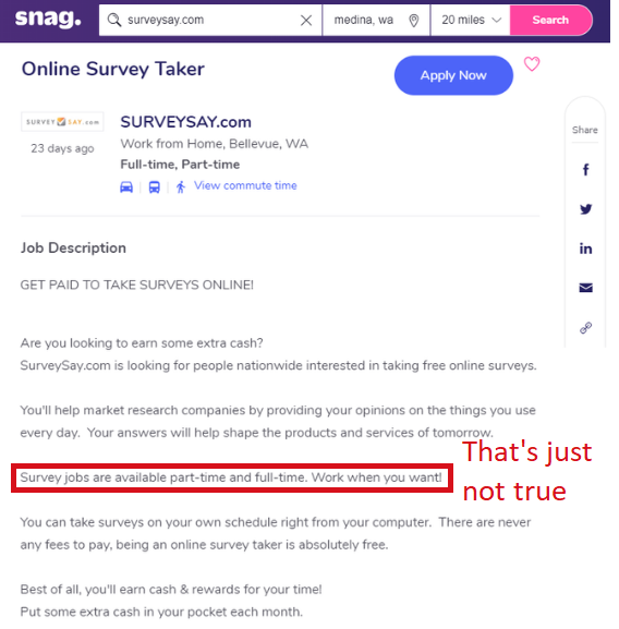 surveysay job snagajob job listing