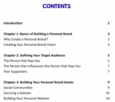 the cb cash code training ebook contents page