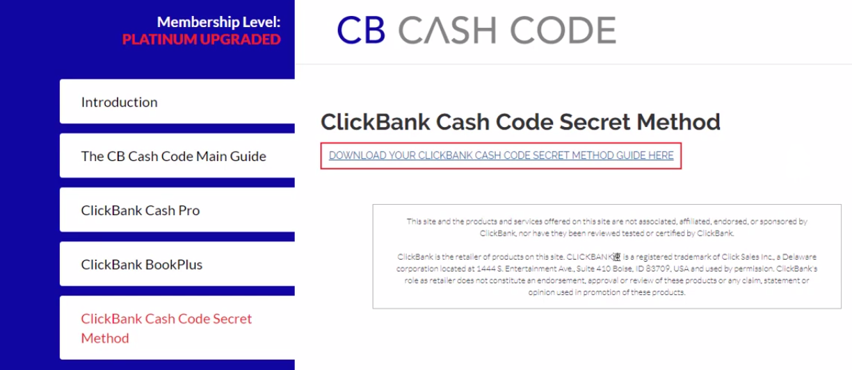 inside the cb cash code members area