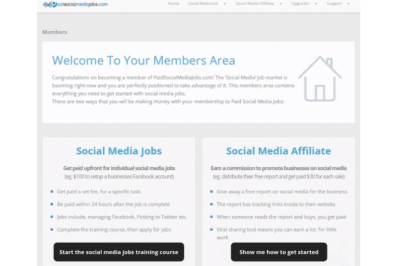 paid social media jobs members area