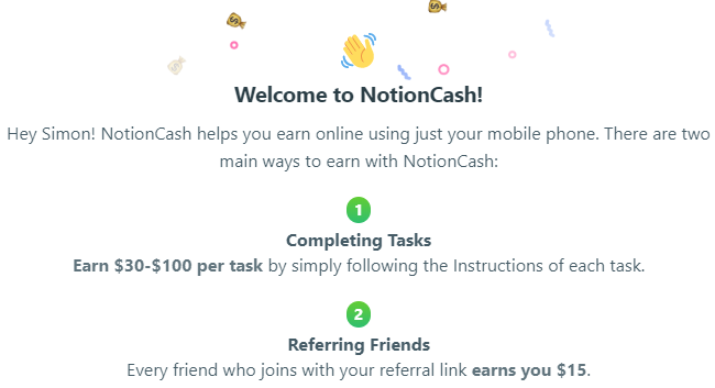 welcome to notioncash screenshot