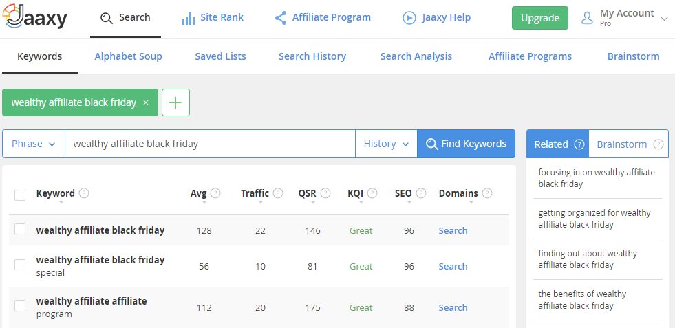 jaaxy keyword research tool