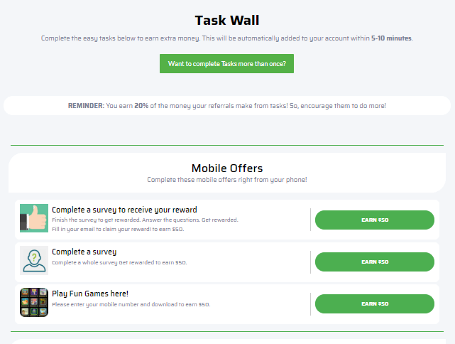 FameCash Task Wall