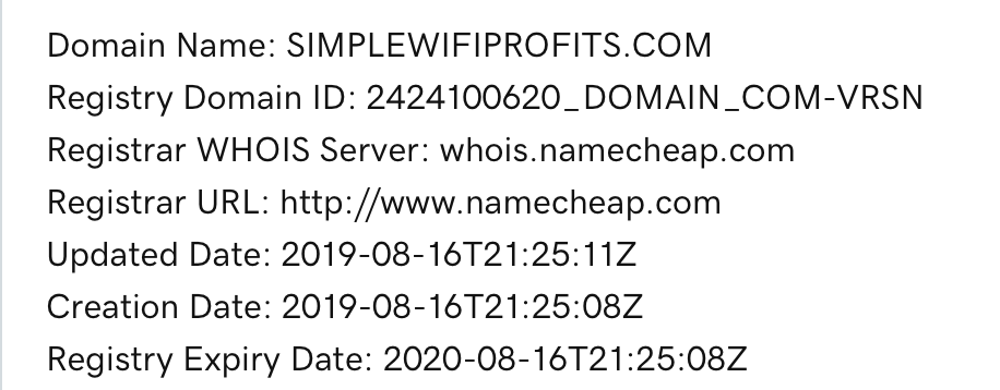 Simple WIFI Profits Domain Details