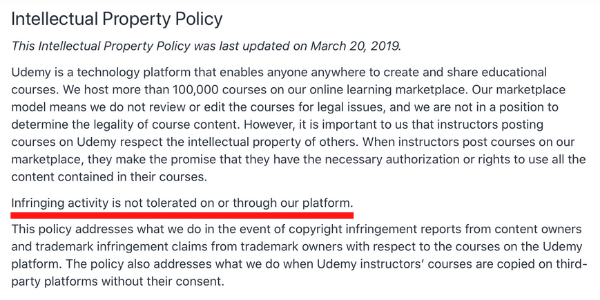 Udemy Intellectual Property Policy