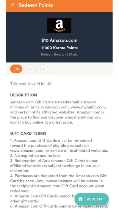 Cashkarma Amazon Point Redemption