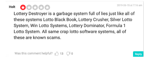 Lotto Destoyer Negative Feedback