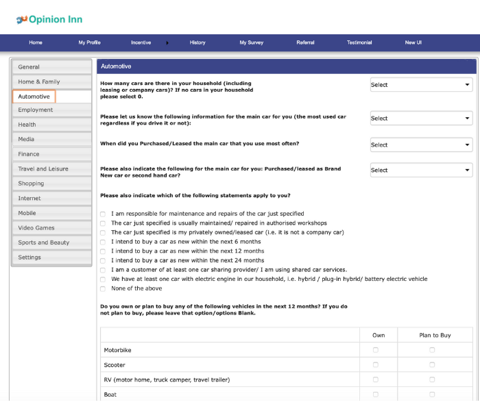 Opinion Inn Profiling Questions