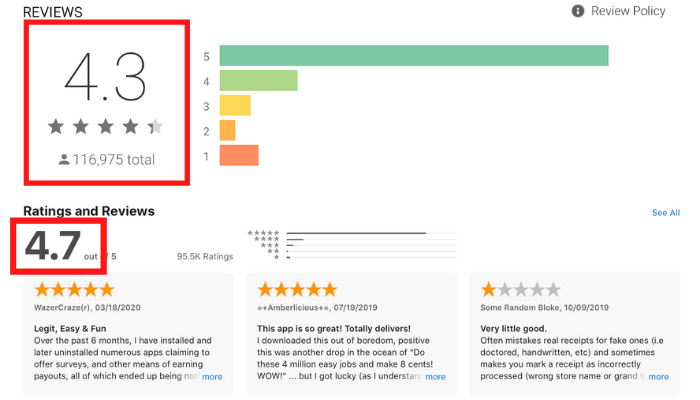 Receipt Hog Google Play And App Store Ratings