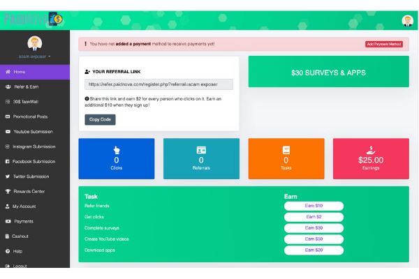 PaidNova Dashboard