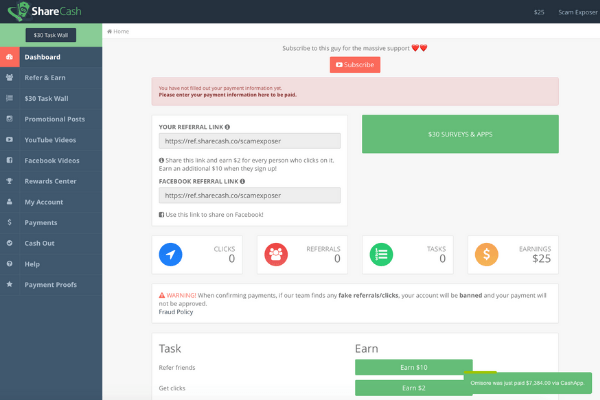 ShareCash Dashboard