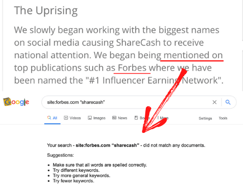 ShareCash Fake Forbes Mention