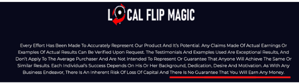 Local Flip Magic Earnings Disclaimer