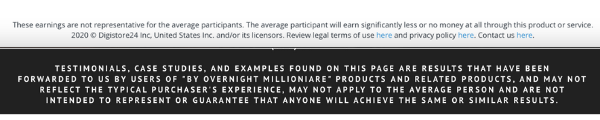 Overnight Millionaire Disclaimer