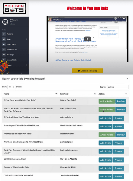 You Gen Bots Video Training And PLR Articles