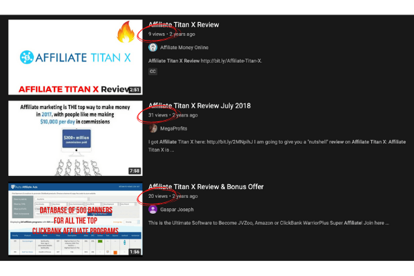 Affiliate Titan X YouTueb Search Results