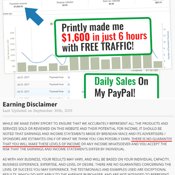 Printly Earning Disclaimer