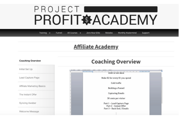 Project Profit Academy Affiliate Academy