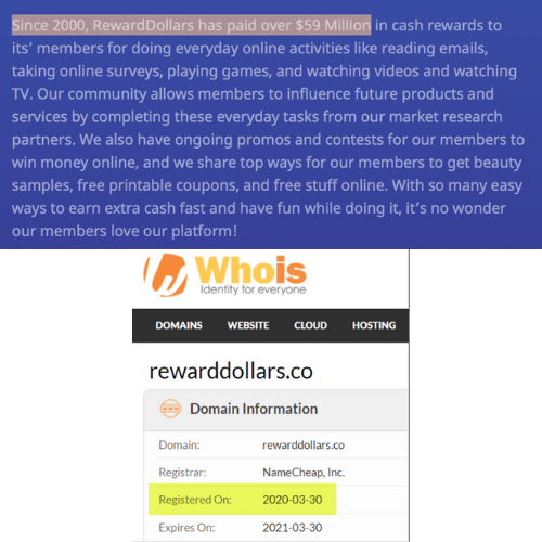 Reward Dollars Fake Founding Date