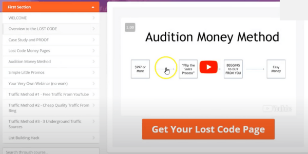 The Lost Code Audition Money Method