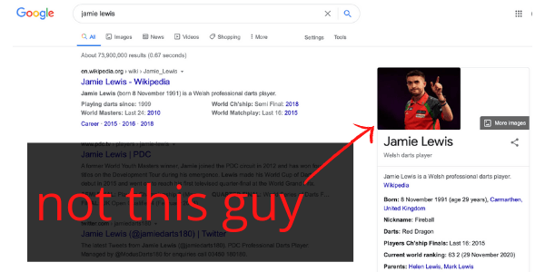 Jamie Lewis Google Search Results