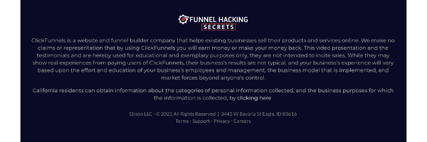 Funnel Hacking Secrets Disclaimer