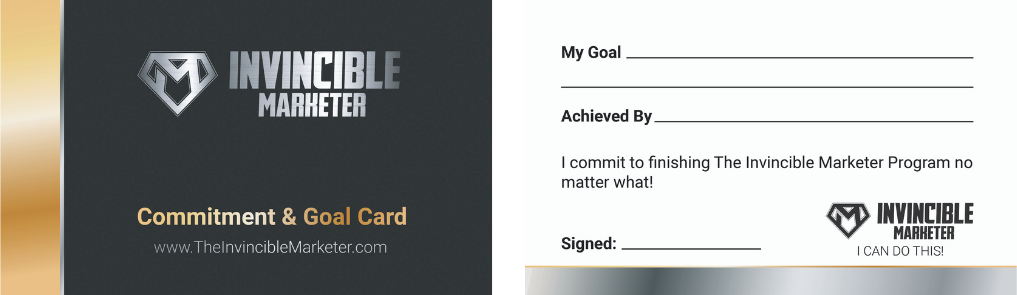 Invincible Marketer Commitment And Goal Cards