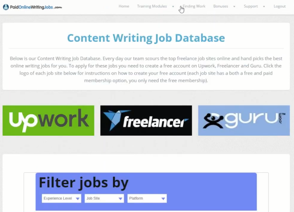 Content Writing Jobs Database